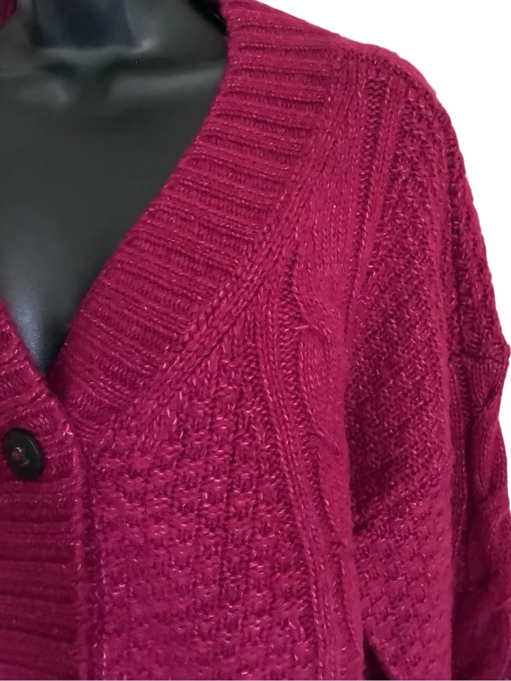 Abercrombie & Fitch Red Cabincore Grandpa Fall Cable Knit Button Cardigan Sz S